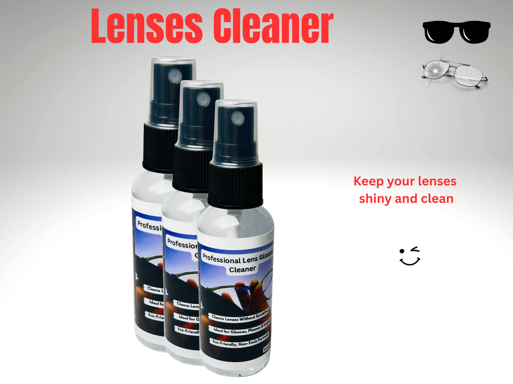 Lens Cleaner Spray Spectacles Sunglasses Screens Camera 50ml Pack 3 + Cloth