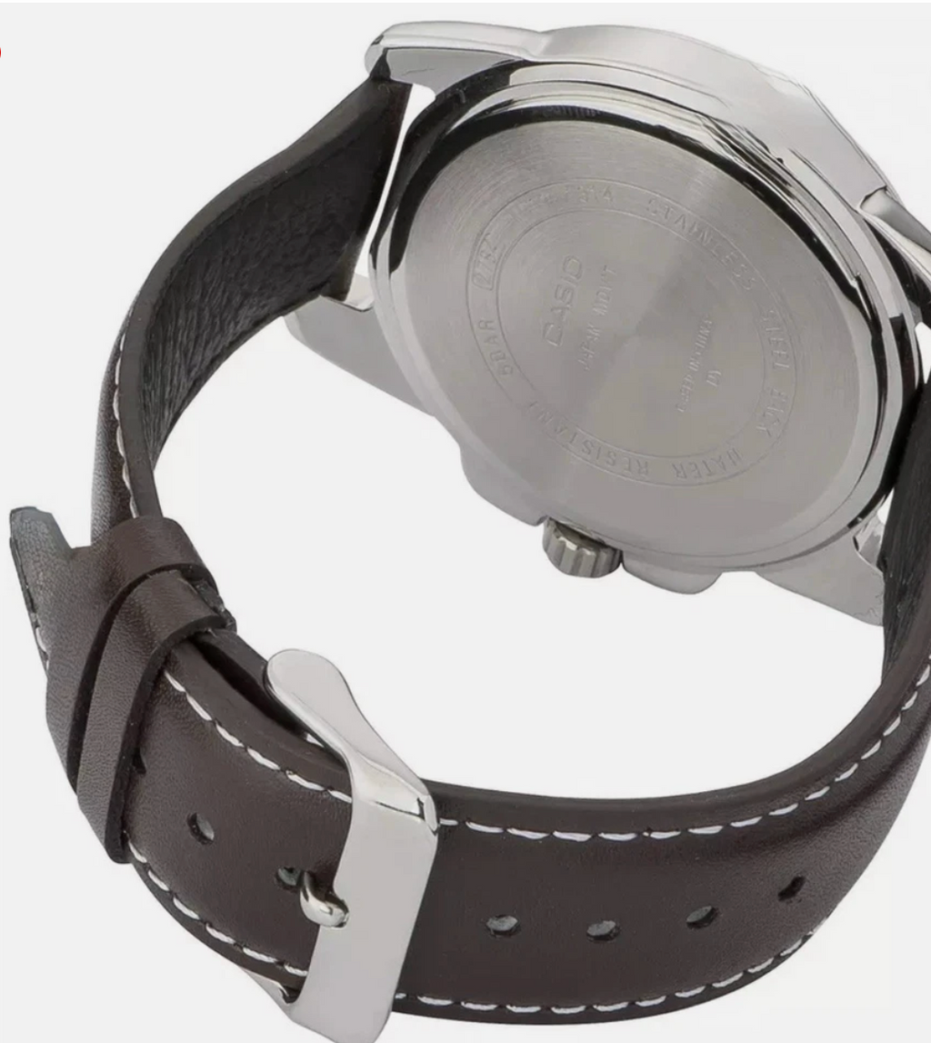 Casio Brown Genuine Leather Strap Watch