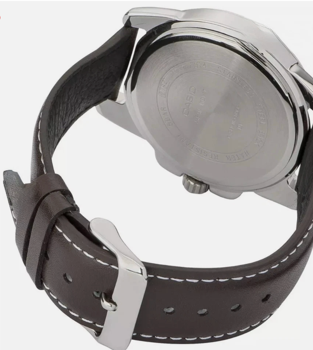 Casio Brown Genuine Leather Strap Watch