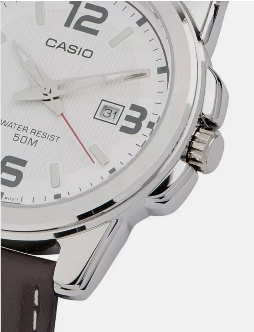 Casio Brown Genuine Leather Strap Watch