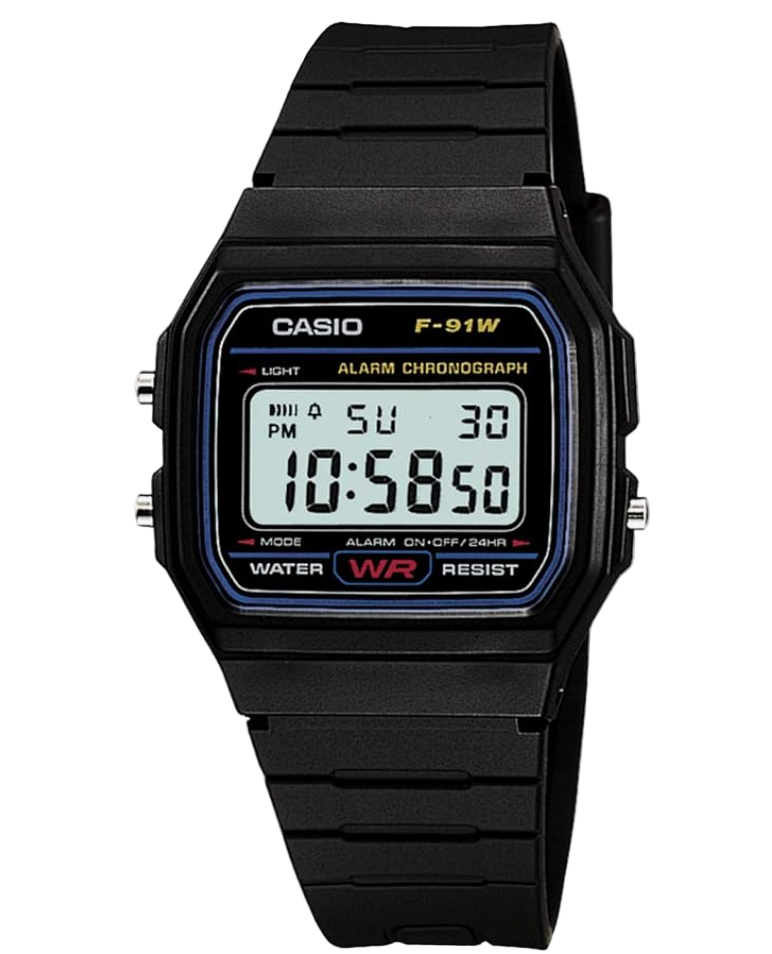 CASIO STANDARD DIGITAL WATCH WITH LED-LIGHT F-91W-1JF